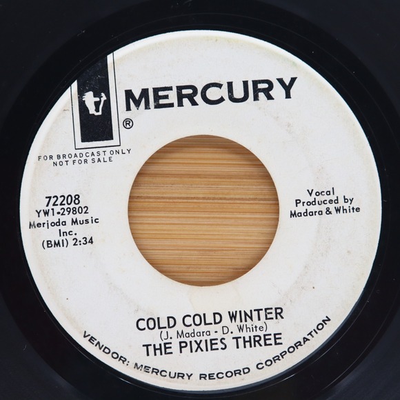 THE PIXIES THREE‎ - COLD COLD WINTER / 442 GLENWOOD AVENUE - ROCK POP 45 PROMO
